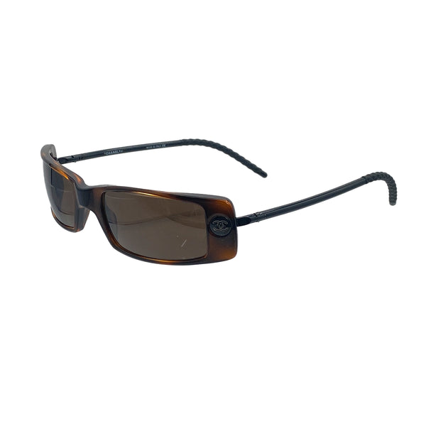 VINTAGE CHANEL COCOMARK SUNGLASSES TORTOISESHELL PATTERN BROWN EYEWEAR 90321104