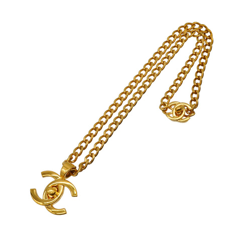VINTAGE CHANEL COCOMARK TURN LOCK NECKLACE GOLD ACCESSORY 96P 90334173