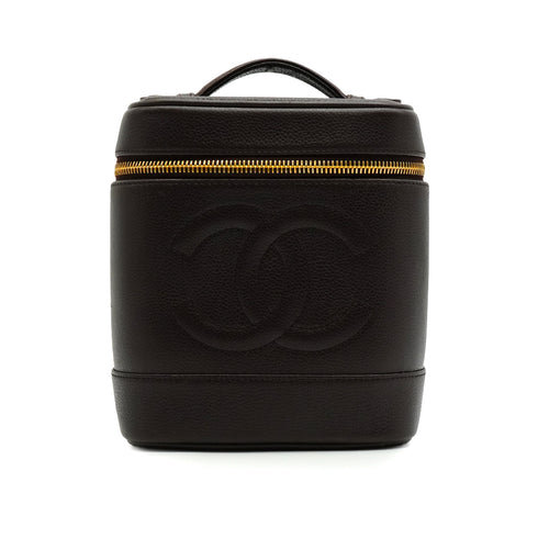 VINTAGE CHANEL COCOMARK VANITY HAND BAG BROWN CAVIAR SKIN 90341829