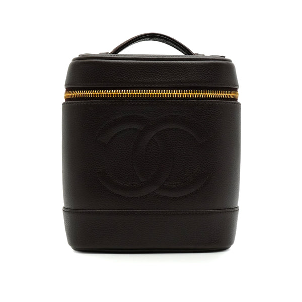 VINTAGE CHANEL COCOMARK VANITY HAND BAG BROWN CAVIAR SKIN 90341829