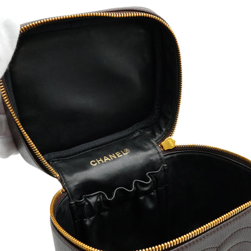 VINTAGE CHANEL COCOMARK VANITY HAND BAG BROWN CAVIAR SKIN 90341829