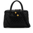 VINTAGE CHANEL COCO BALL CHEVRON V STITCH SHOULDER HAND BAG BLACK LAMB SKIN GOLD HARDWARE 90346876