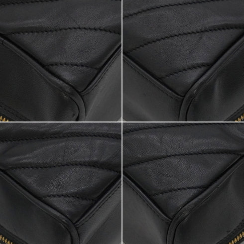 VINTAGE CHANEL COCO BALL CHEVRON V STITCH SHOULDER HAND BAG BLACK LAMB SKIN GOLD HARDWARE 90346876