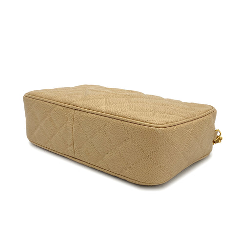 VINTAGE CHANEL COCO BALL MATELASSE CHAIN SHOULDER BAG BEIGE CAVIAR SKIN GOLD HARDWAR 90317879