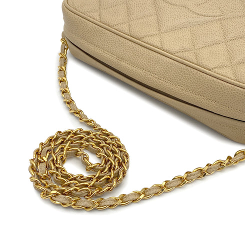 VINTAGE CHANEL COCO BALL MATELASSE CHAIN SHOULDER BAG BEIGE CAVIAR SKIN GOLD HARDWAR 90317879
