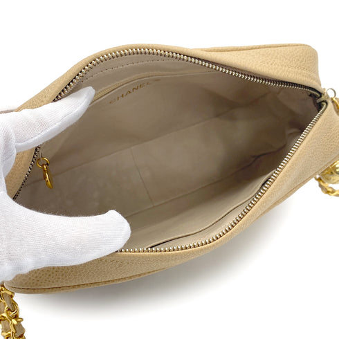 VINTAGE CHANEL COCO BALL MATELASSE CHAIN SHOULDER BAG BEIGE CAVIAR SKIN GOLD HARDWAR 90317879