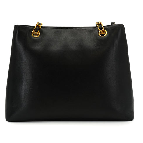 VINTAGE CHANEL COCO BALL TURN LOCK CHAIN SHOULDER BAG BLACK LAMB SKIN GOLD HARDWARE 90343416