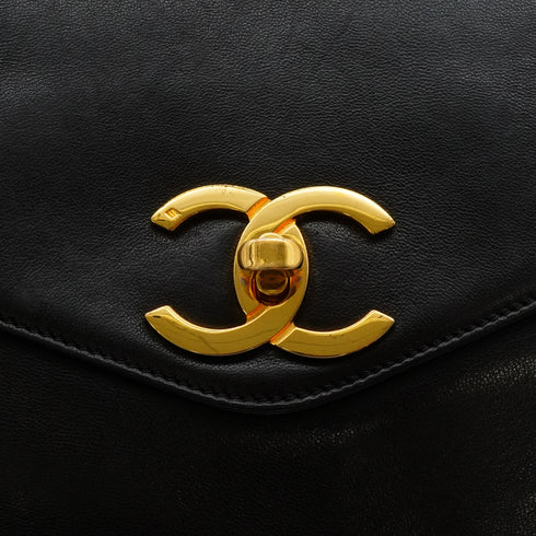 VINTAGE CHANEL COCO BALL TURN LOCK CHAIN SHOULDER BAG BLACK LAMB SKIN GOLD HARDWARE 90343416