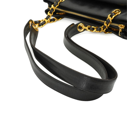 VINTAGE CHANEL COCO BALL TURN LOCK CHAIN SHOULDER BAG BLACK LAMB SKIN GOLD HARDWARE 90343416