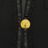 VINTAGE CHANEL COCO BUTTON FLOWER EMBROIDERY JACKET BLACK WOOL 40 RTW 90314892