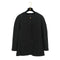 VINTAGE CHANEL COCO BUTTON NO COLLAR JACKET BLACK WOOL 42 RTW 90332936