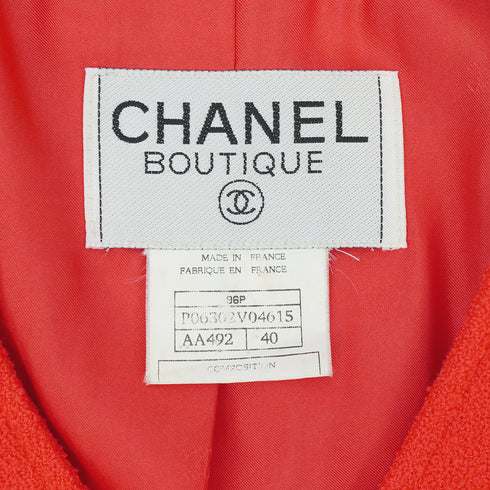 VINTAGE CHANEL COCO BUTTON TWEED COAT RED WOOL 40 96P RTW 90332948