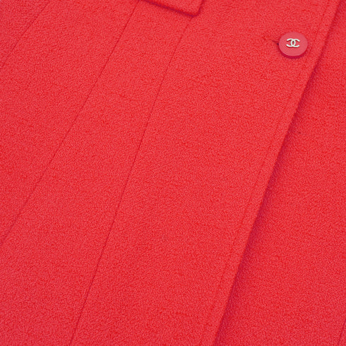 VINTAGE CHANEL COCO BUTTON TWEED COAT RED WOOL 40 96P RTW 90332948
