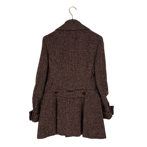 VINTAGE CHANEL COCO BUTTON TWEED JACKET BROWN WOOL 40 01A RTW 90311811