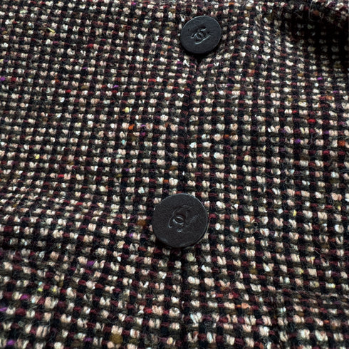 VINTAGE CHANEL COCO BUTTON TWEED JACKET BROWN WOOL 40 01A RTW 90311811