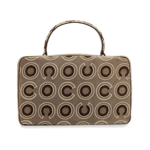 VINTAGE CHANEL COCO PATTERN HAND BAG BROWN VELOUR GOLD HARDWARE 90315884