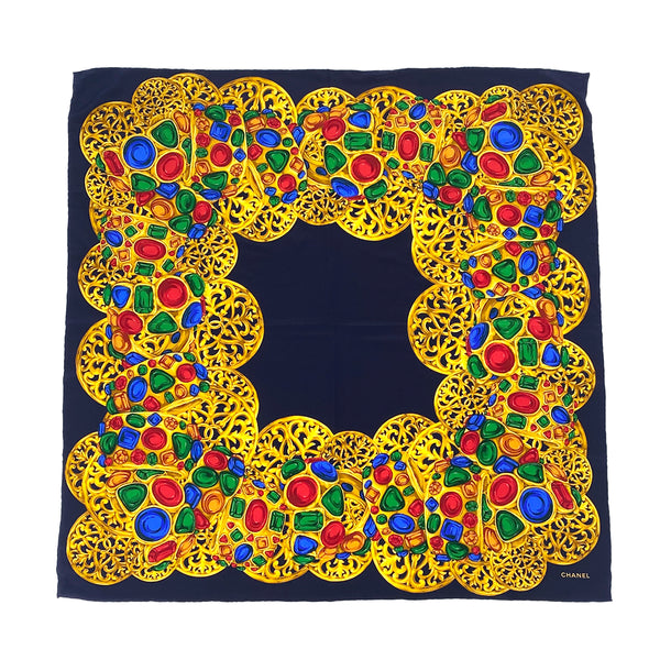 VINTAGE CHANEL COLORSTONE PATTERN SCARF MULTICOLOR SILK 90313872