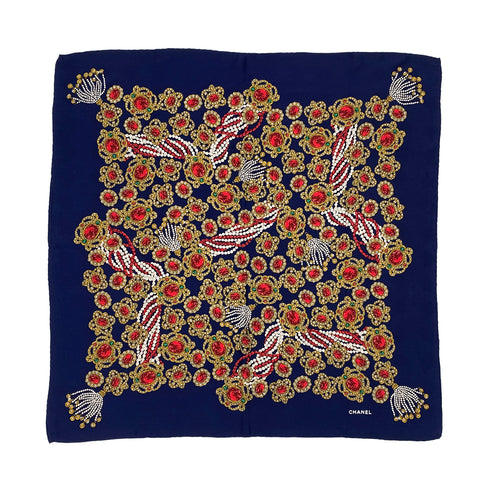 VINTAGE CHANEL COLORSTONE PATTERN SCARF MULTICOLOR SILK 90314747