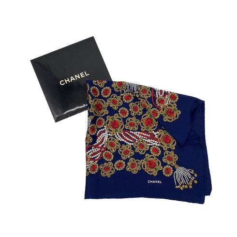 VINTAGE CHANEL COLORSTONE PATTERN SCARF MULTICOLOR SILK 90314747