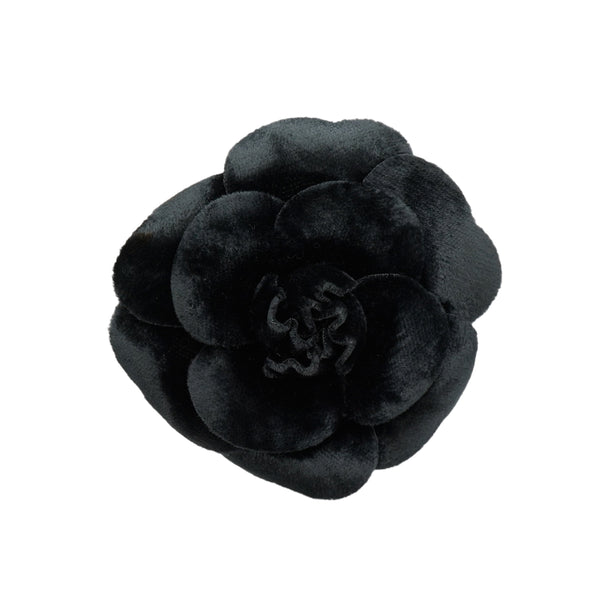 VINTAGE CHANEL CORSAGE CAMELLIA MOTIF BLACK VELOR ACCESSORY 90340376