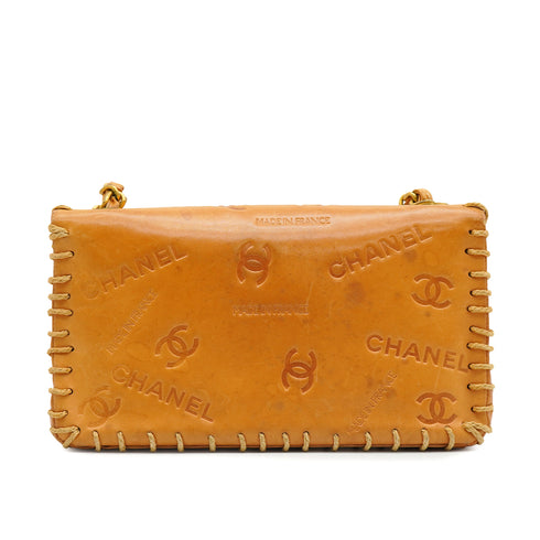 VINTAGE CHANEL CRUISE LINE TURNLOCK CHAIN SHOULDER BAG BROWN VEGETABLE TANNED LEATHER GOLD HARDWARE 90340168