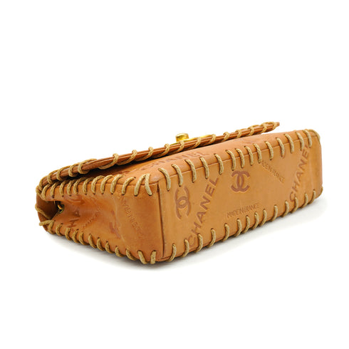 VINTAGE CHANEL CRUISE LINE TURNLOCK CHAIN SHOULDER BAG BROWN VEGETABLE TANNED LEATHER GOLD HARDWARE 90340168