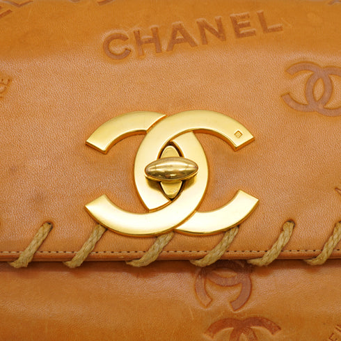 VINTAGE CHANEL CRUISE LINE TURNLOCK CHAIN SHOULDER BAG BROWN VEGETABLE TANNED LEATHER GOLD HARDWARE 90340168