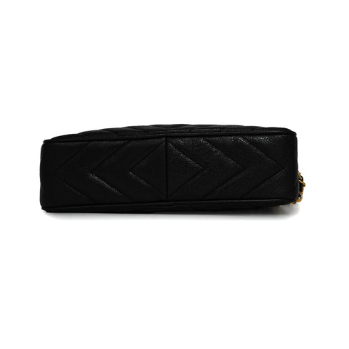VINTAGE CHANEL DIAMONDSTITCH CHAIN SHOULDER BAG BLACK CAVIAR SKIN GOLD HARDWARE 90338380
