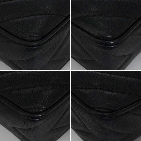 VINTAGE CHANEL DIAMOND STITCH FRINGE CHAIN SHOULDER BAG BLACK CAVIAR SKIN GOLD HARDWARE 90341723