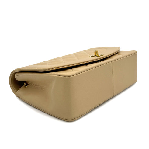 VINTAGE CHANEL DIANA MEDIUM CHAIN SHOULDER BAG BEIGE LAMB SKIN GOLD HARDWARE 90314777