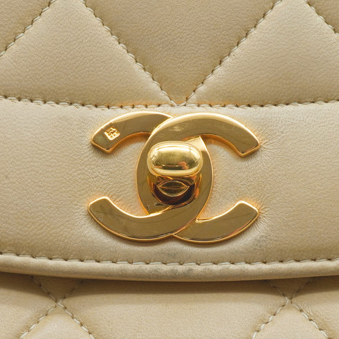VINTAGE CHANEL DIANA MEDIUM CHAIN SHOULDER BAG BEIGE LAMB SKIN GOLD HARDWARE 90337279