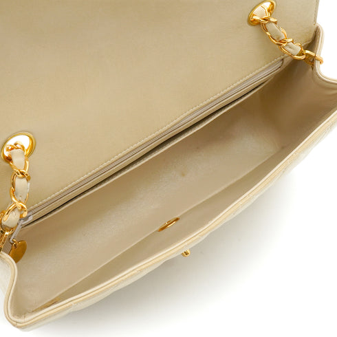 VINTAGE CHANEL DIANA MEDIUM CHAIN SHOULDER BAG BEIGE LAMB SKIN GOLD HARDWARE 90337279