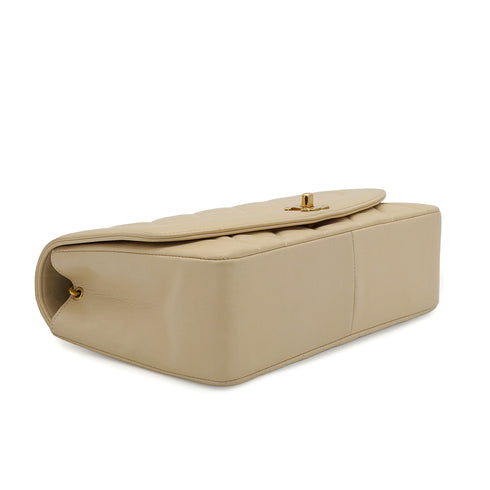 VINTAGE CHANEL DIANA MEDIUM CHAIN SHOULDER BAG BEIGE LAMB SKIN GOLD HARDWARE 90338766