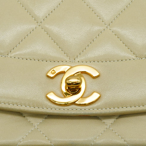 VINTAGE CHANEL DIANA MEDIUM CHAIN SHOULDER BAG BEIGE LAMB SKIN GOLD HARDWARE 90341864