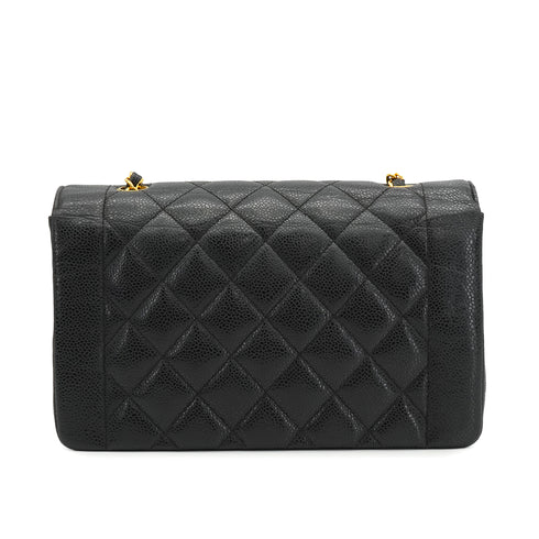 VINTAGE CHANEL DIANA MEDIUM CHAIN SHOULDER BAG BLACK CAVIAR SKIN GOLD HARDWARE 90334148