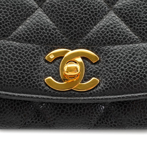 VINTAGE CHANEL DIANA MEDIUM CHAIN SHOULDER BAG BLACK CAVIAR SKIN GOLD HARDWARE 90334148