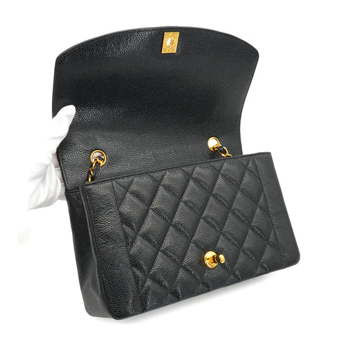 VINTAGE CHANEL DIANA MEDIUM CHAIN SHOULDER BAG BLACK CAVIAR SKIN GOLD HARDWARE 90334148