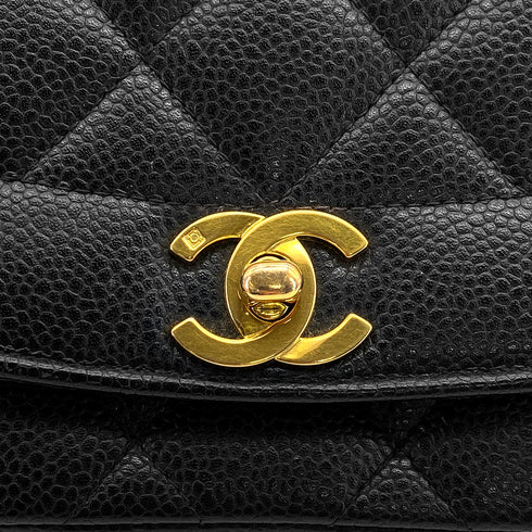 VINTAGE CHANEL DIANA MEDIUM CHAIN SHOULDER BAG BLACK CAVIAR SKIN GOLD HARDWARE 90317188
