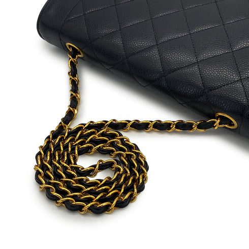 VINTAGE CHANEL DIANA MEDIUM CHAIN SHOULDER BAG BLACK CAVIAR SKIN GOLD HARDWARE 90317188