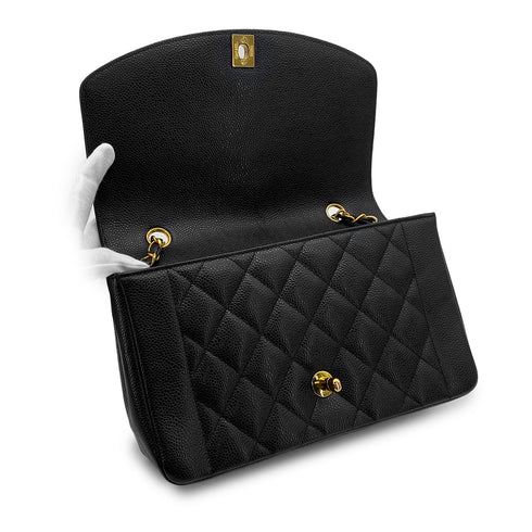 VINTAGE CHANEL DIANA MEDIUM CHAIN SHOULDER BAG BLACK CAVIAR SKIN GOLD HARDWARE 90317188