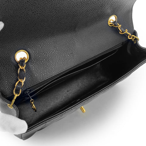 VINTAGE CHANEL DIANA MEDIUM CHAIN SHOULDER BAG BLACK CAVIAR SKIN GOLD HARDWARE 90317188