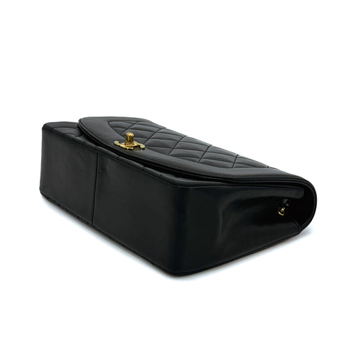 VINTAGE CHANEL DIANA MEDIUM CHAIN SHOULDER BAG BLACK LAMB SKIN GOLD HARDWARE 90314413