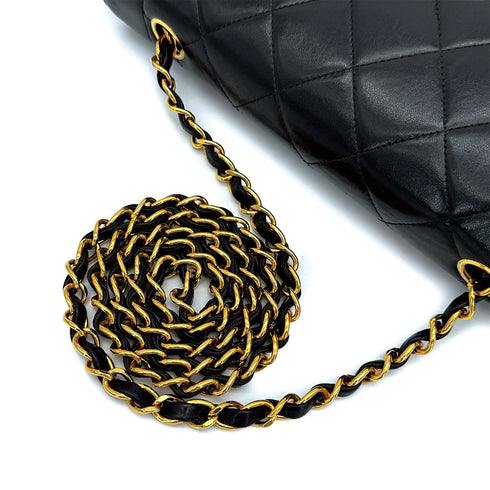 VINTAGE CHANEL DIANA MEDIUM CHAIN SHOULDER BAG BLACK LAMB SKIN GOLD HARDWARE 90314413