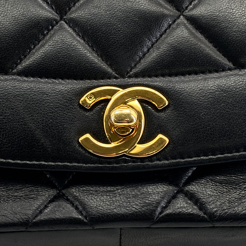VINTAGE CHANEL DIANA MEDIUM CHAIN SHOULDER BAG BLACK LAMB SKIN GOLD HARDWARE 90327305