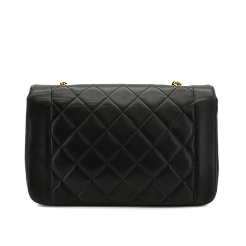 VINTAGE CHANEL DIANA MEDIUM CHAIN SHOULDER BAG BLACK LAMB SKIN GOLD HARDWARE 90333736