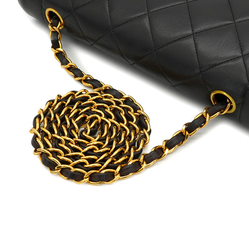 VINTAGE CHANEL DIANA MEDIUM CHAIN SHOULDER BAG BLACK LAMB SKIN GOLD HARDWARE 90333736
