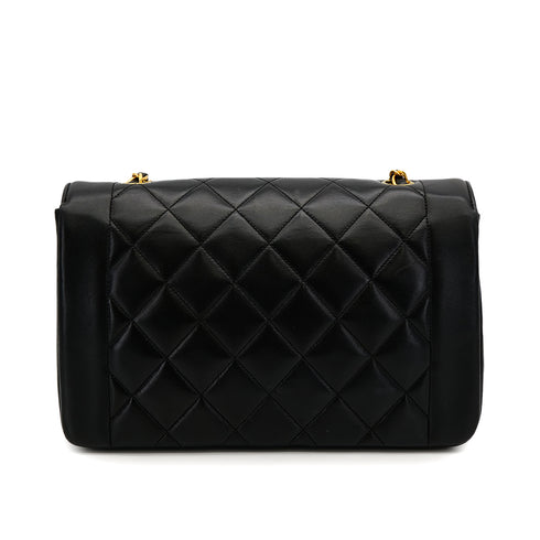 VINTAGE CHANEL DIANA MEDIUM CHAIN SHOULDER BAG BLACK LAMB SKIN GOLD HARDWARE 90317922