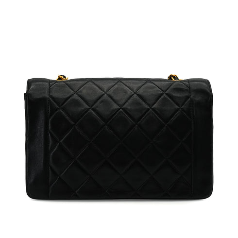 VINTAGE CHANEL DIANA MEDIUM CHAIN SHOULDER BAG BLACK LAMB SKIN GOLD HARDWARE 90338303