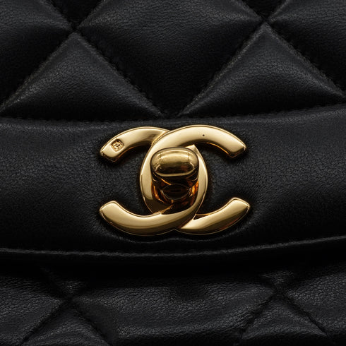 VINTAGE CHANEL DIANA MEDIUM CHAIN SHOULDER BAG BLACK LAMB SKIN GOLD HARDWARE 90339953