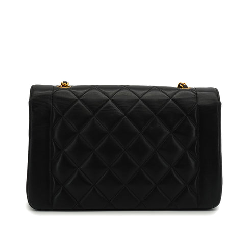 VINTAGE CHANEL DIANA MEDIUM CHAIN SHOULDER BAG BLACK LAMB SKIN GOLD HARDWARE 90341449